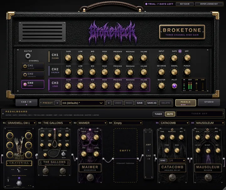 Broketone amp and pedalboard